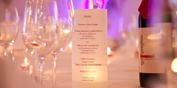 Destination-Wedding - Preisniveau Hochzeitsfeier: €€ - Bild Speisekarte - Schlosshotel Mondsee