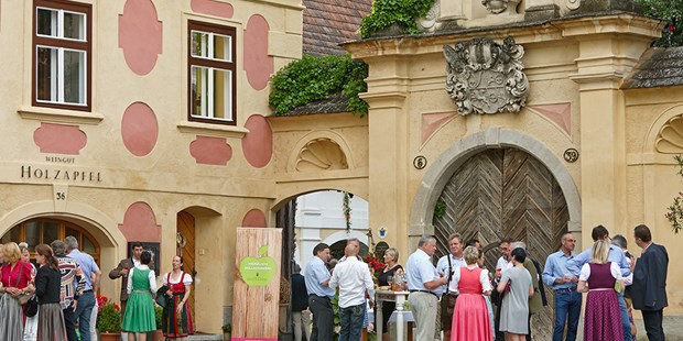 Destination-Wedding - Preisniveau Hochzeitsfeier: €€€ - Niederösterreich - Ein Sektempfang im Weingut Holzapfel Prandtauerhof. - Weingut Holzapfel Prandtauerhof