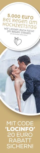 Sichere dir jetzt 20 Euro Rabatt bei Abschluss der Regenwetterversicherung oder der Hochzeitsstornoversicherung