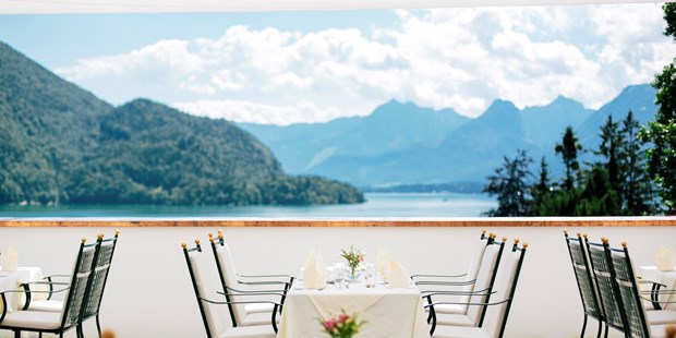 Destination-Wedding - Preisniveau Zimmer/Suiten: €€€ - Salzburg - Terrasse  - Seehotel Billroth