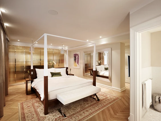 Hochzeitslocation: Schlafen wie im 7. Himmel: Luxury Extended Room mit großer Spiegelwand und Himmelbett - Hotel Sans Souci Wien