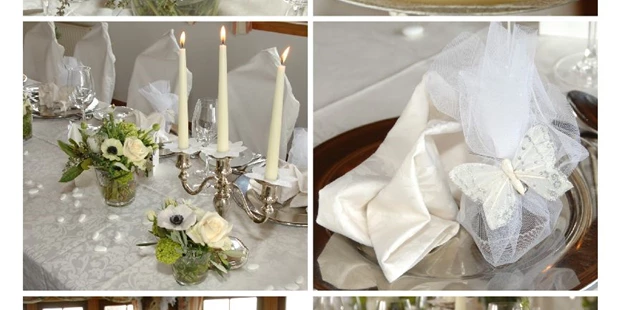 Destination-Wedding - Magdalensberg (Magdalensberg) - Dekoration der Hochzeitstafel im Detail - Gipfelhaus Magdalensberg
