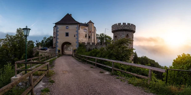 Destination-Wedding - Art der Location: Hotel / Chalet - Burg Plankenstein, Einfahrt & Elfenturm - Burg Plankenstein